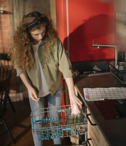 dishwasher loading in action